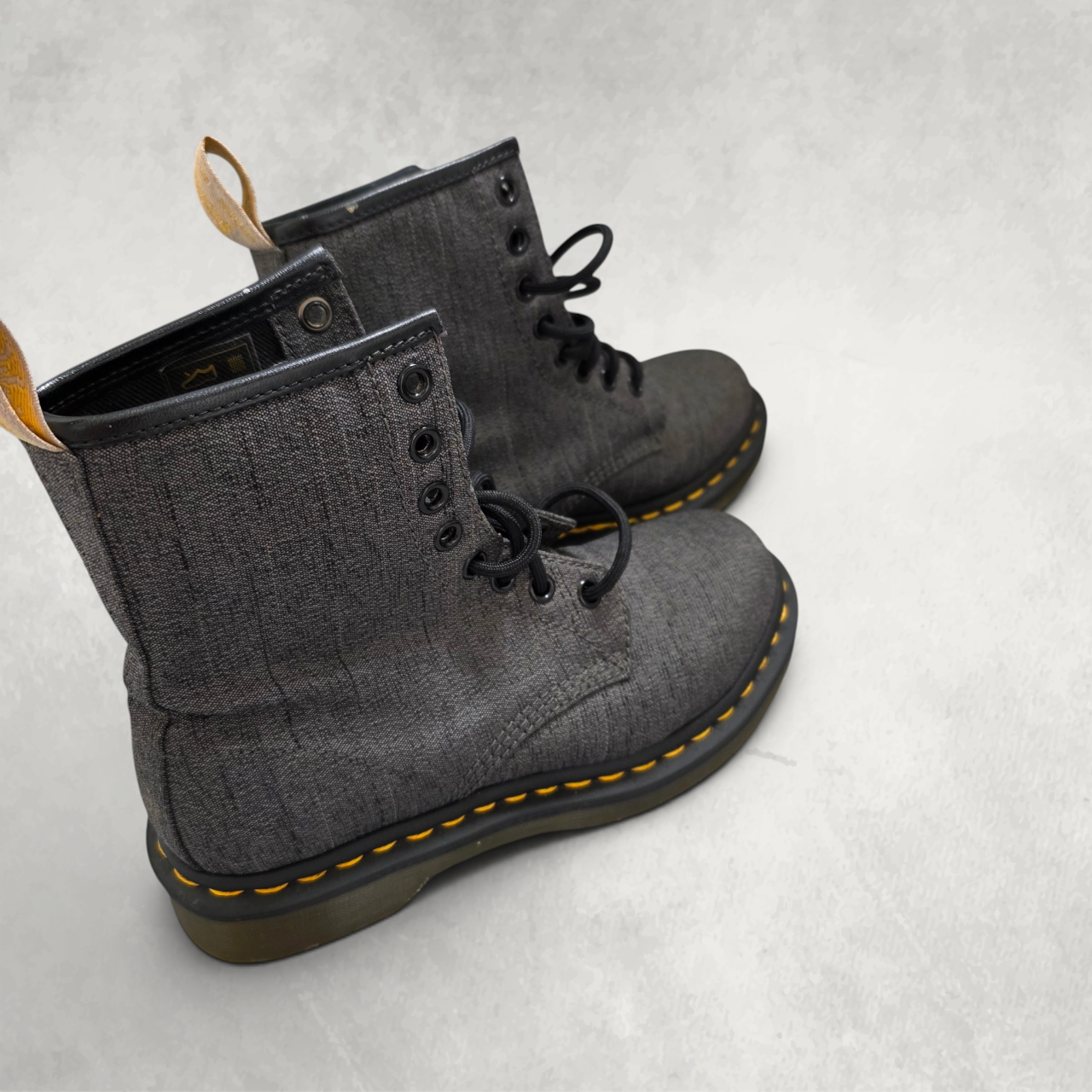 Dr Martens Vegan Castel Boots UK 3 EU 36 Grey 8 Eye Lace Up Grunge Punk