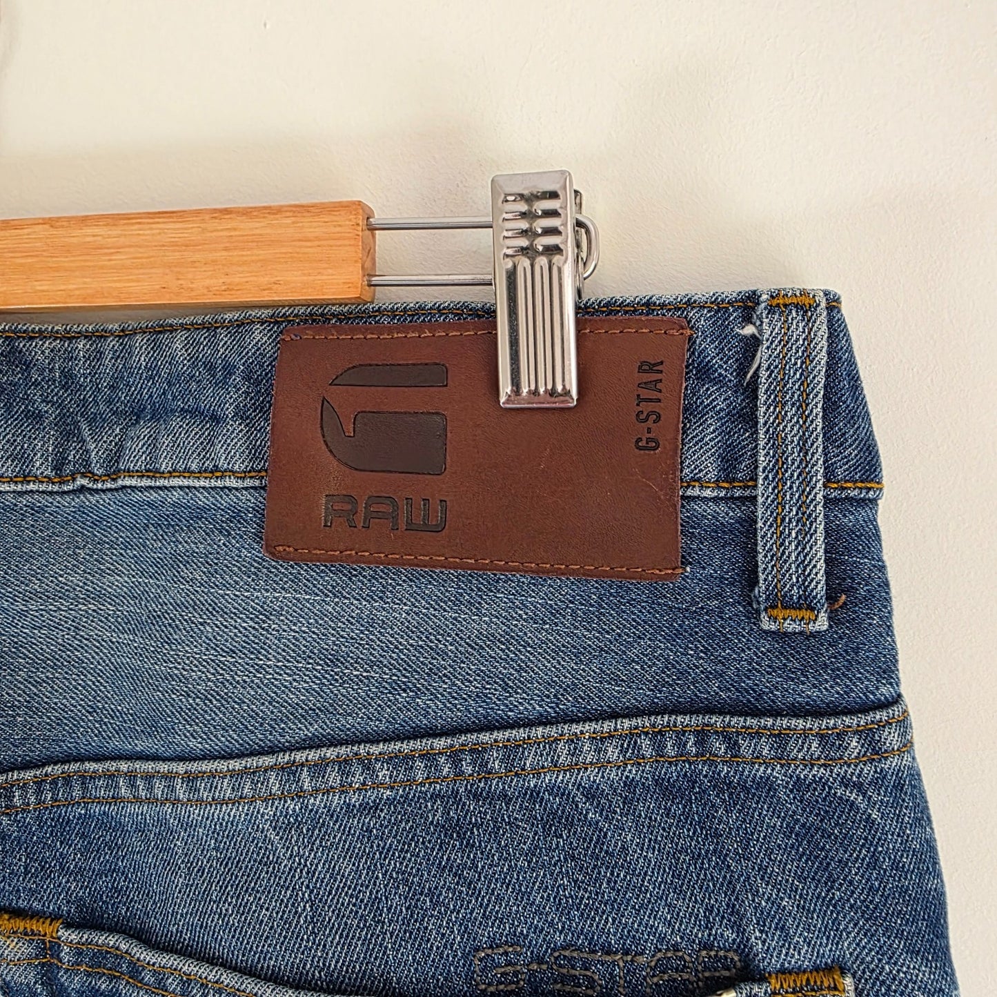 G-Star RAW 3301 Slim Jeans W36 L31 Blue Button Fly Denim Mens Casual