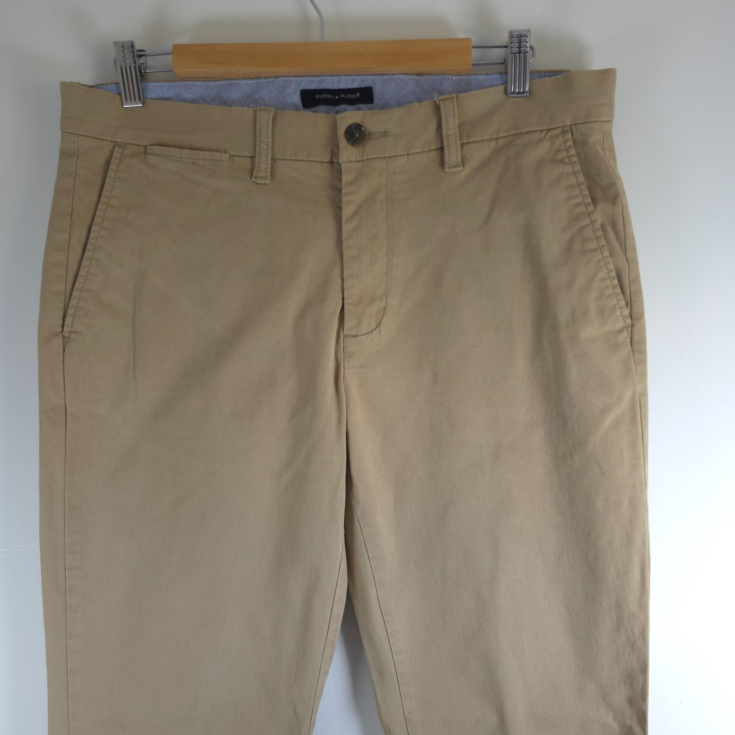 Tommy Hilfiger Chino Trousers W33 L31 Beige Smart Casual Preppy Stretch