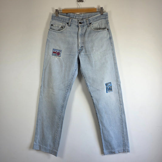 Levi’s Vintage Jeans W32 L29 Blue Straight Custom Patch Distressed Y2K