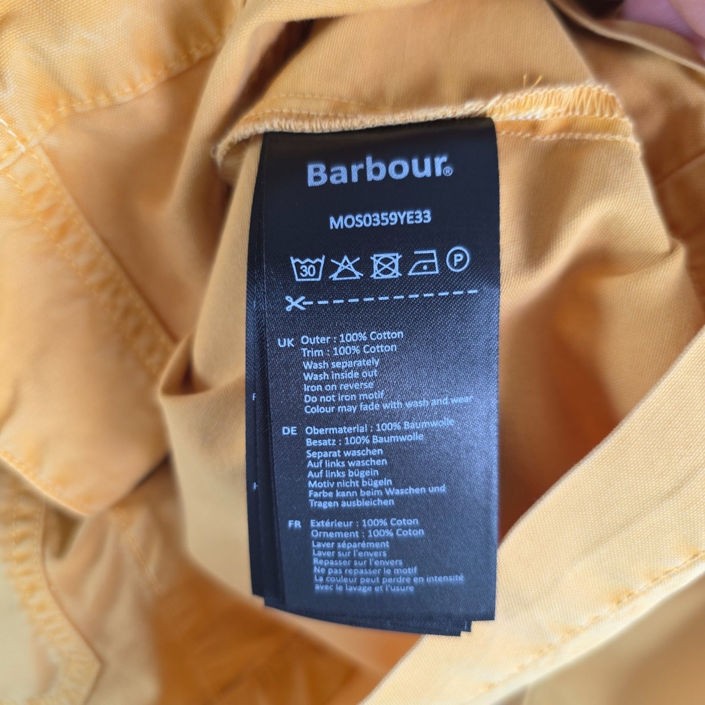 Barbour Chore Jacket Mens Medium Yellow Cotton Utility Workwear Oi Polloi