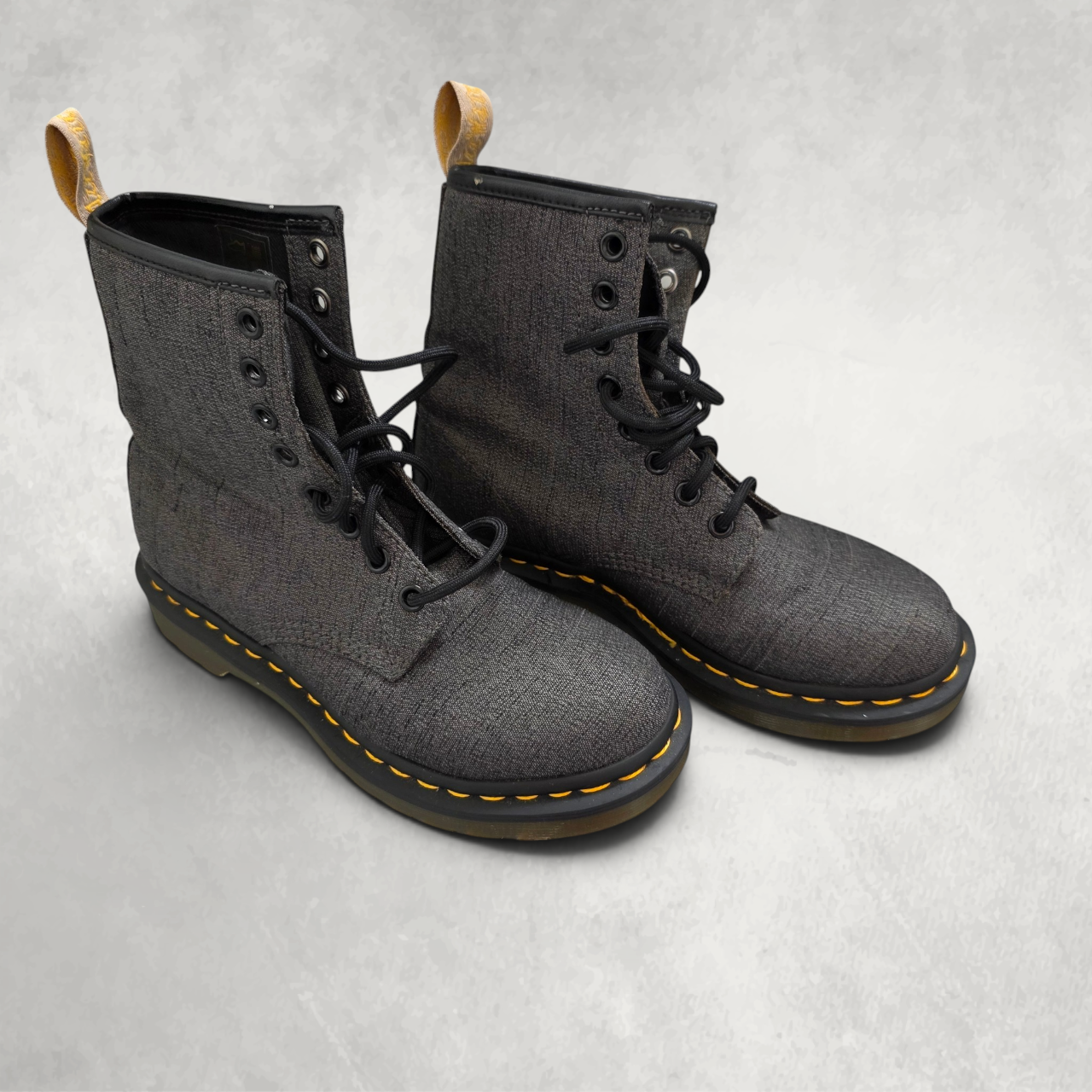 Dr Martens Vegan Castel Boots UK 3 EU 36 Grey 8 Eye Lace Up Grunge Punk