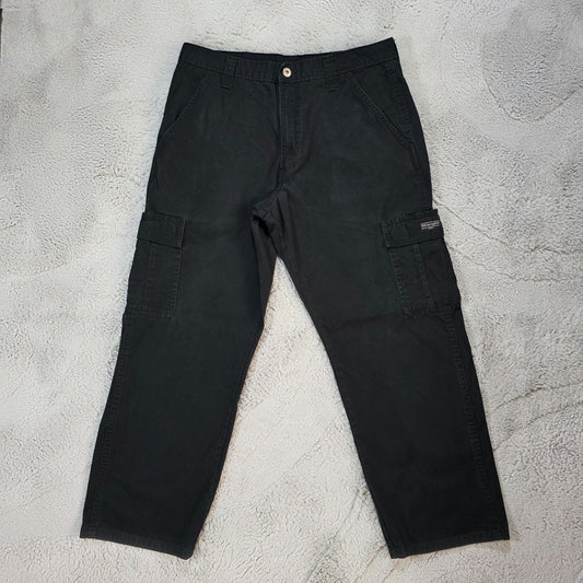 Wrangler Cargo Trousers Black Men’s Straight W34 L30 100% Cotton Utility