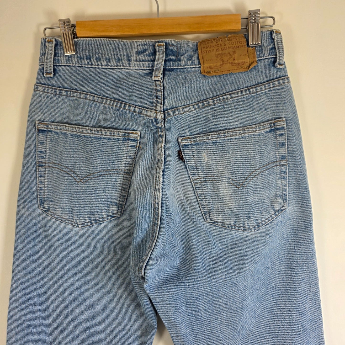 Wampum 510 Jeans W28 L30 (Tagged W30) Blue Denim Slim Straight Y2K Button Fly