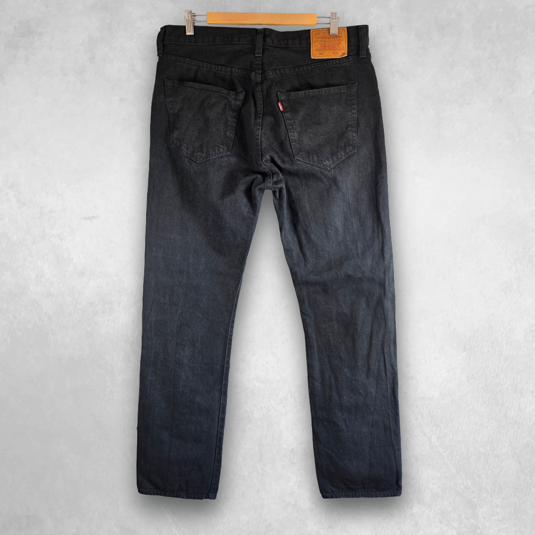 Levi’s 501 Jeans W36 L34 Black Straight Fit Denim Button Fly Men’s Classic