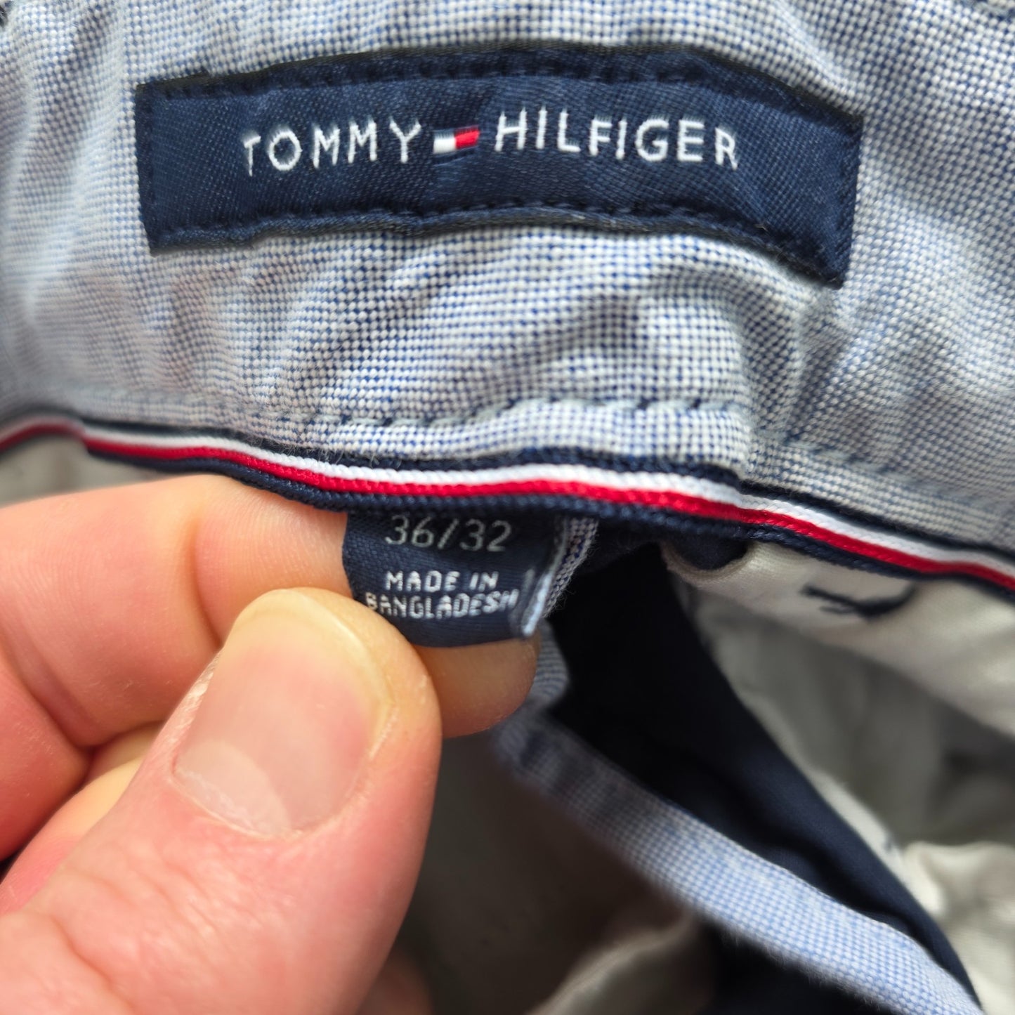 Tommy Hilfiger Chino Trousers W37 L32 Blue Stretch Preppy Smart Casual