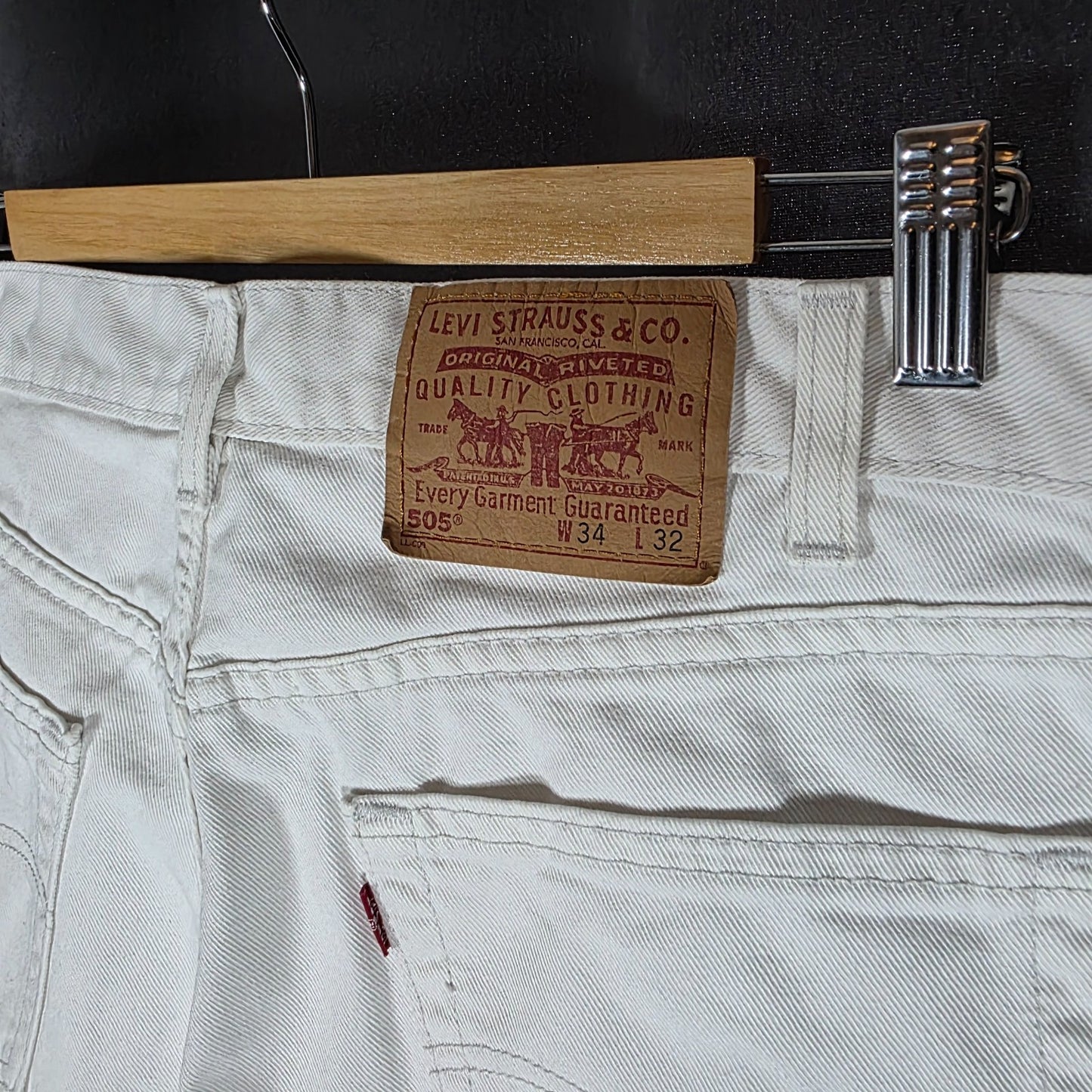 Levi’s 505 Vintage USA White Jeans Men’s W32 L29 Straight Leg Raw Hem