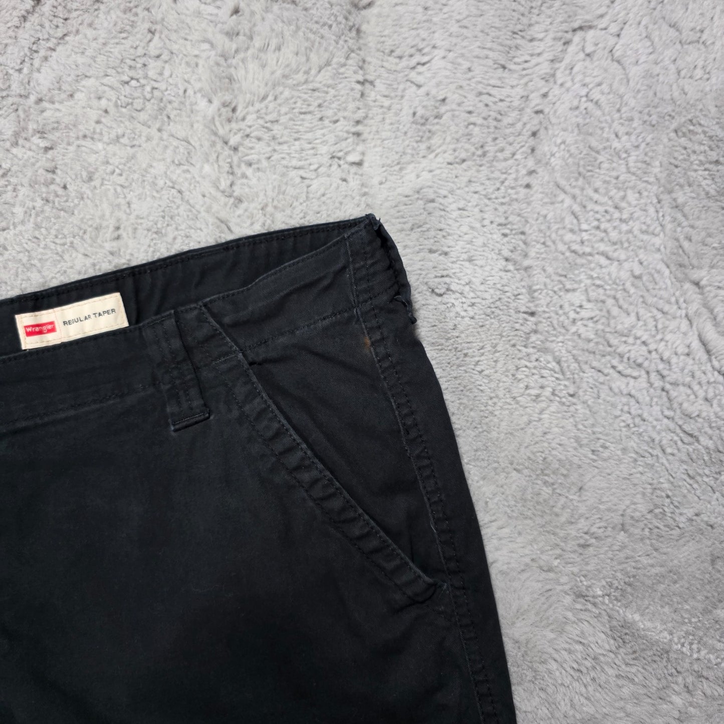 Wrangler Cargo Trousers Black W40 L30 Men’s Regular Taper 98% Cotton Workwear