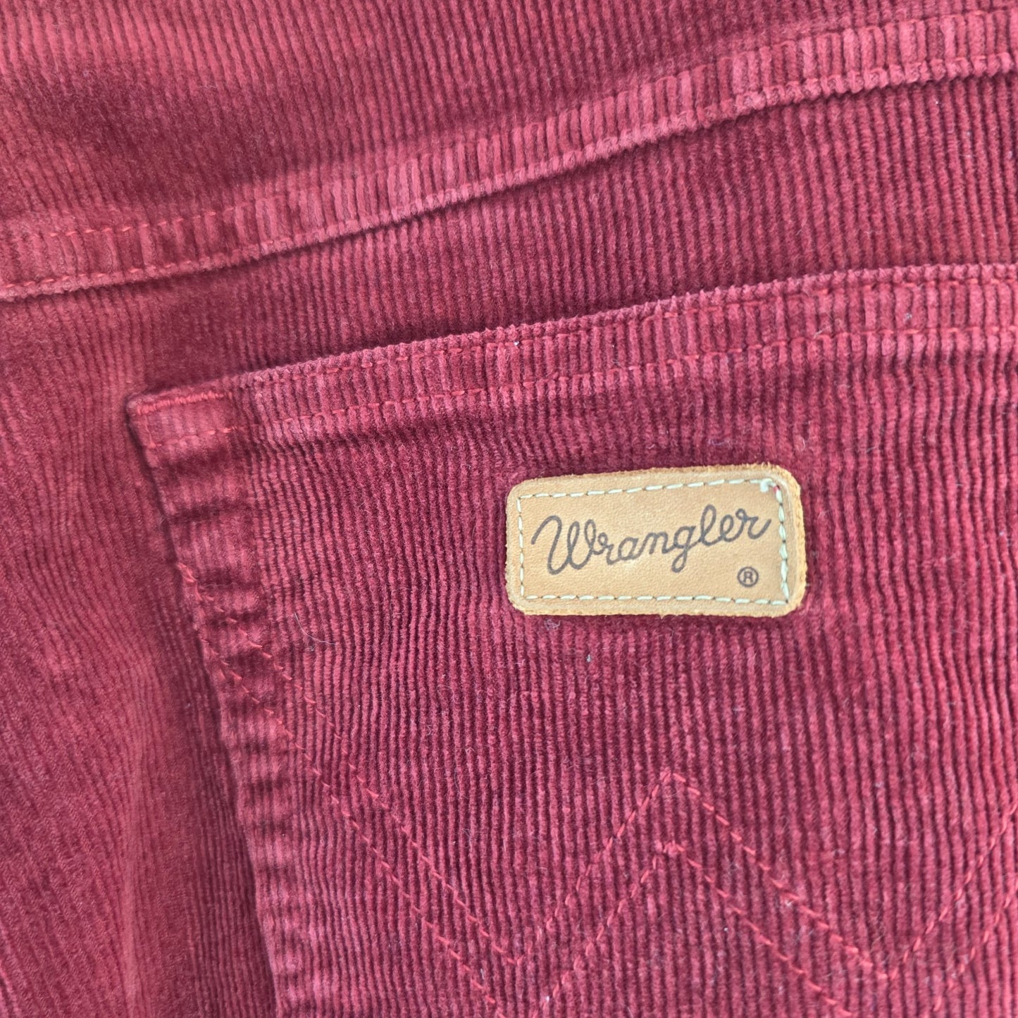 Wrangler Womens High Rise Corduroy Trousers Red Burgundy Straight Leg W30 L29