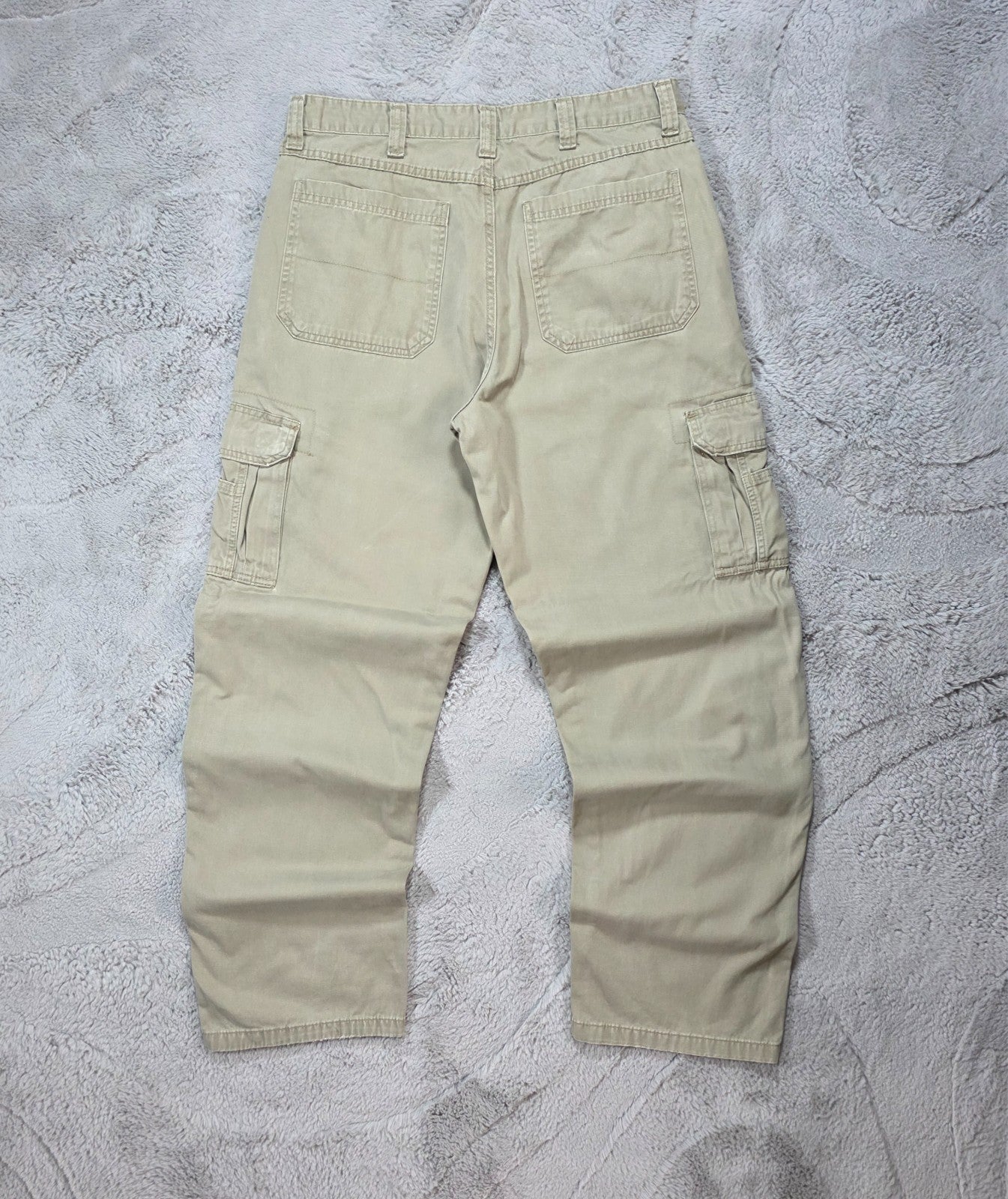 Wrangler Cargo Trousers Men’s Stone Beige Straight Fit W36 L34 100% Cotton