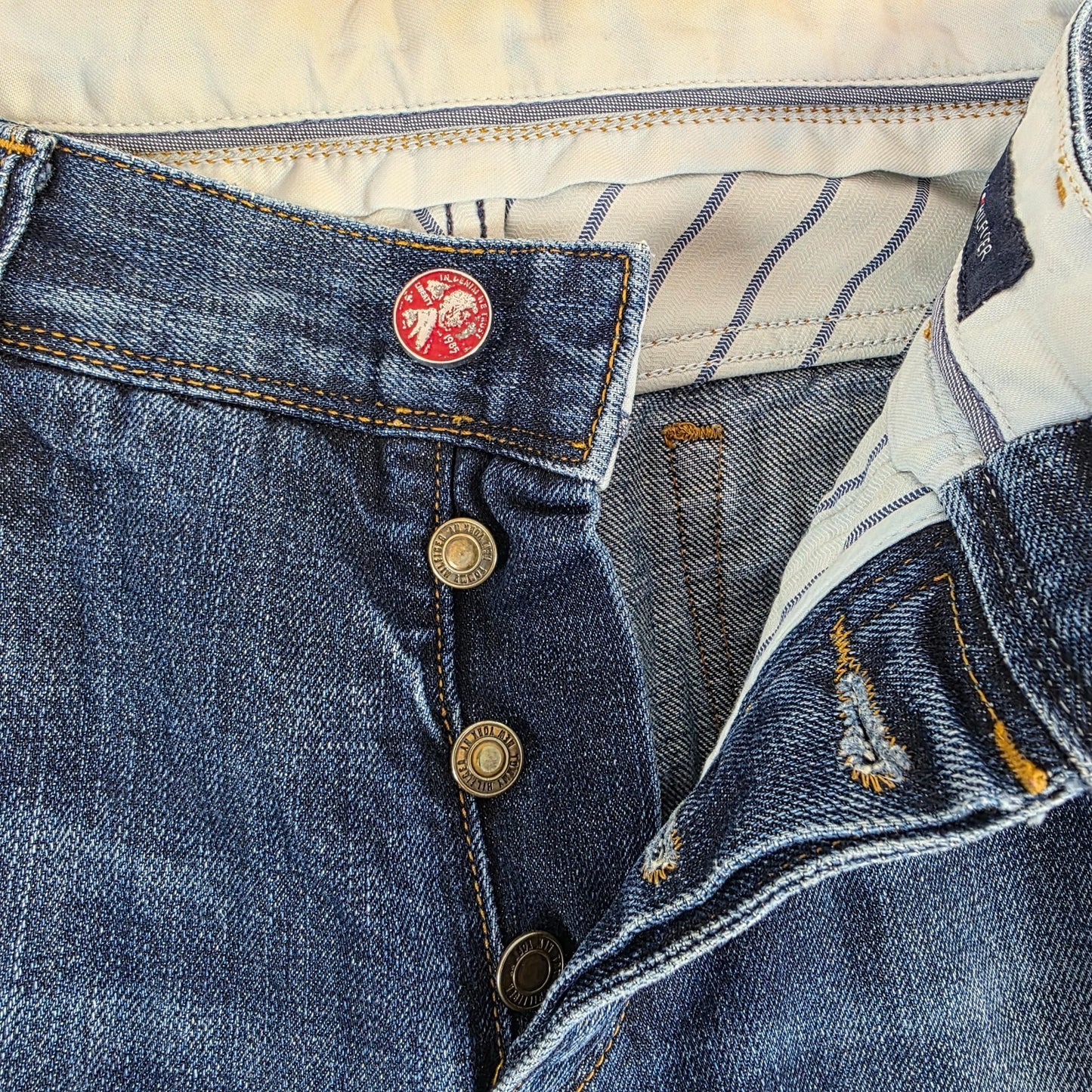 Tommy Hilfiger Hudson Slim Fit Jeans W34 L34 Blue Button Fly Men's Denim