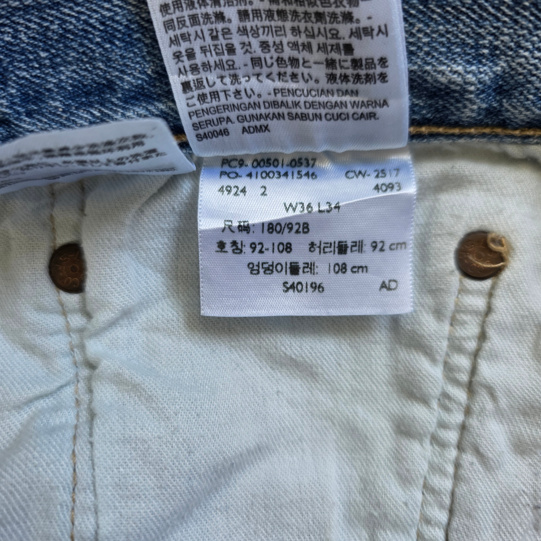 Levi’s 501 Jeans Mens W36 L34 Blue Straight Leg Button Fly Stacked Denim