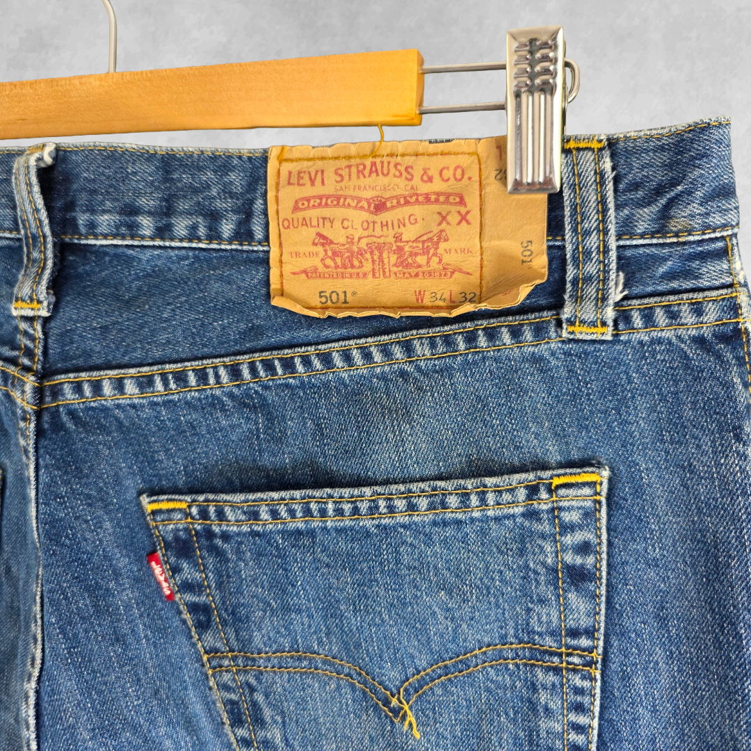 Levi’s 501 Jeans Men’s W34 L32 Blue Straight Leg Denim Button Fly