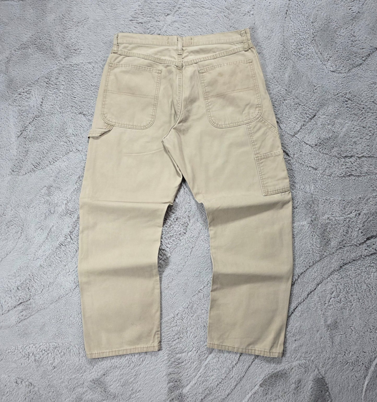 Wrangler Carpenter Trousers Beige Mens W33 L30 Straight Leg Lightweight Workwear