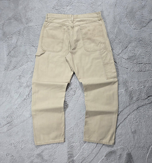 Wrangler Carpenter Trousers Beige Mens W33 L30 Straight Leg Lightweight Workwear