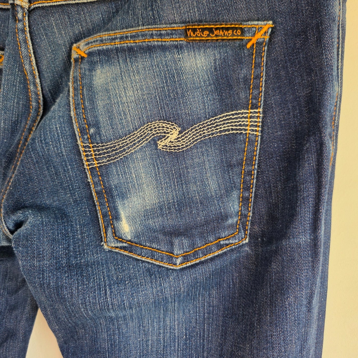 Nudie Jeans Thin Finn Mens W28 L30 Blue Slim Fit Stretch Organic Denim