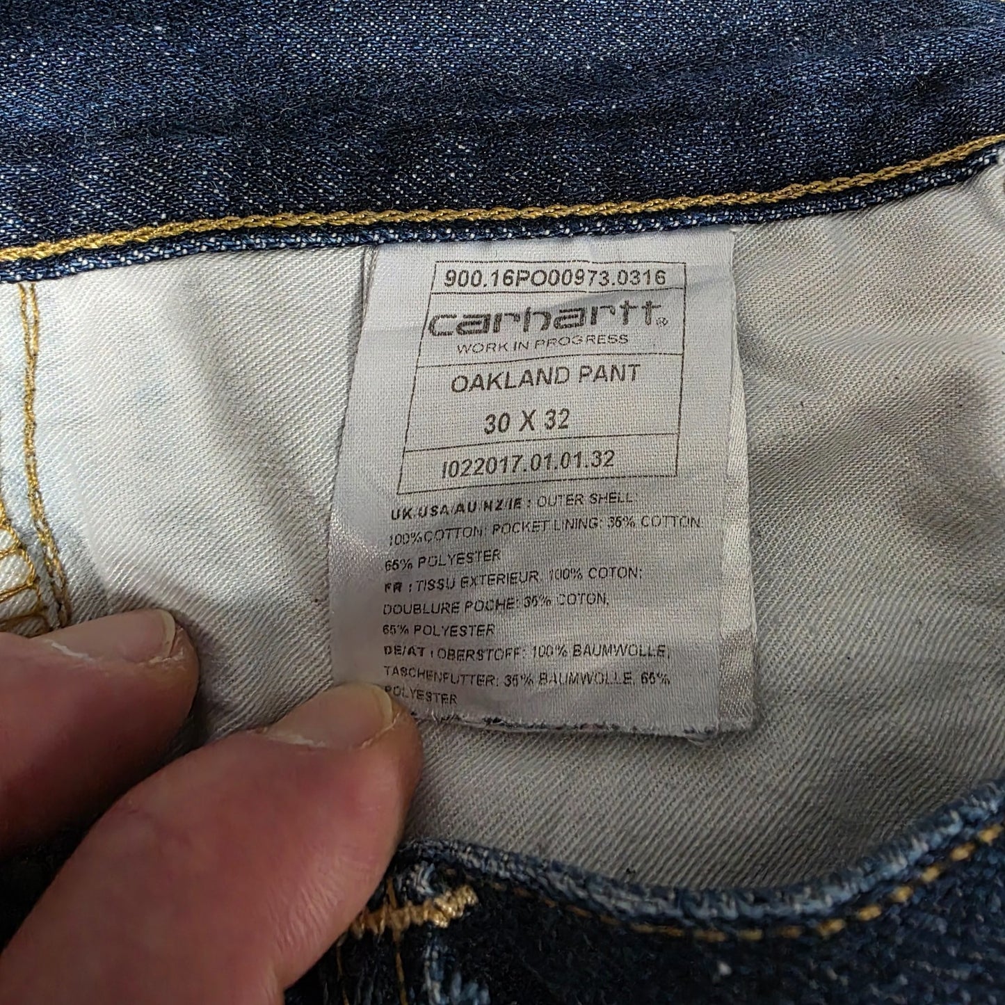 Carhartt WIP Oakland Pant Men’s W30 L31 Blue Straight Leg Denim