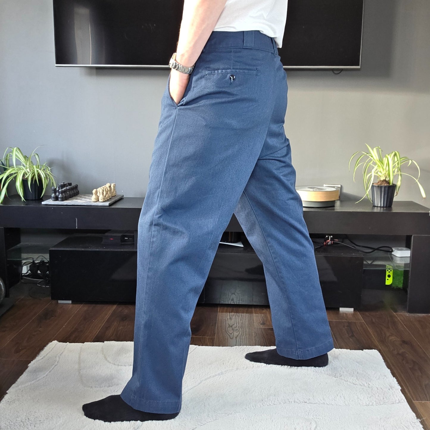 Dickies Workwear Blue Straight Leg Trousers W38 L30 Industrial Pants