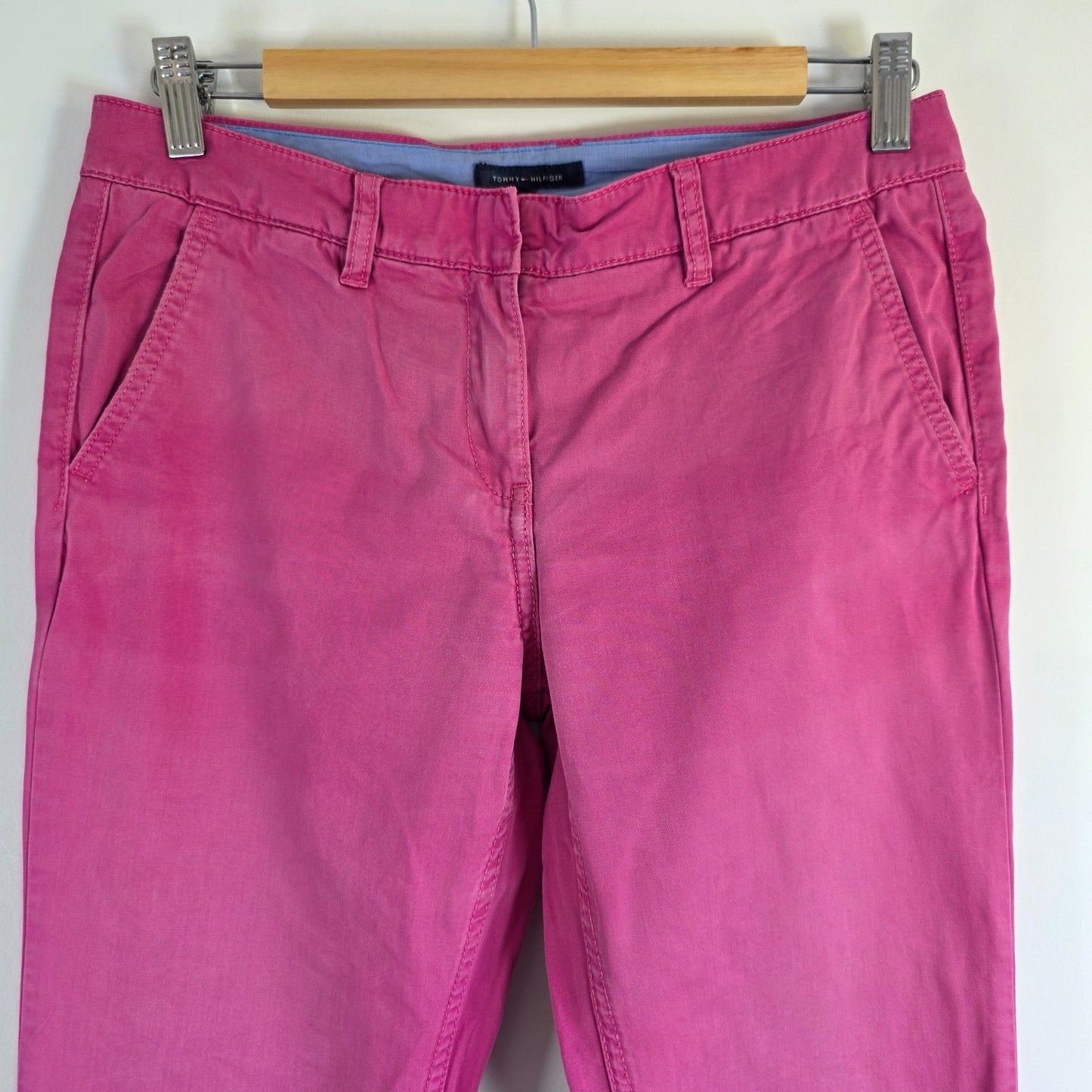 Tommy Hilfiger Rome Chino Trousers Women's UK 10-12 Pink Straight Fit Cotton