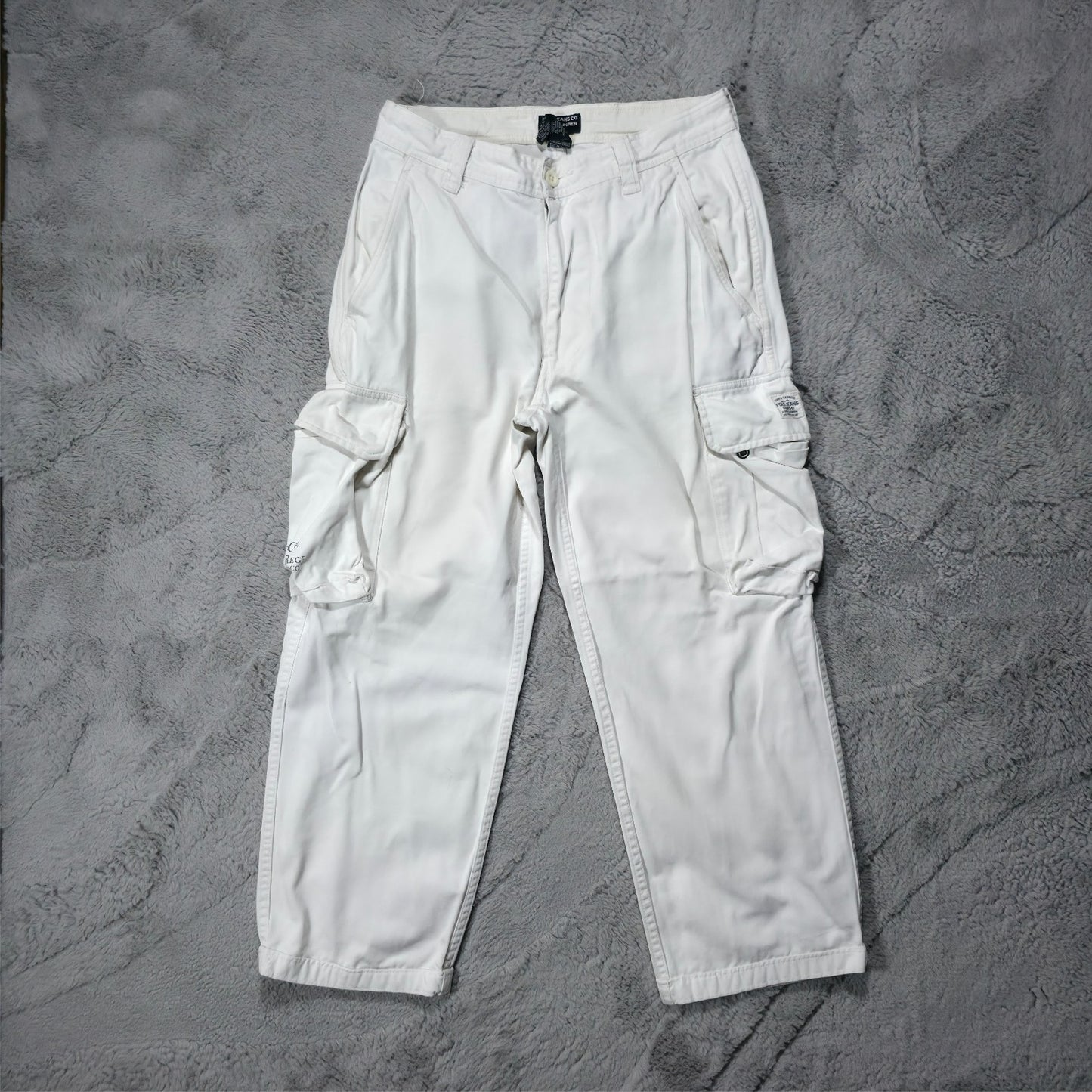 Polo Jeans Co. Ralph Lauren White Cargo Trousers W29 L26.5 Men’s – Y2K Style