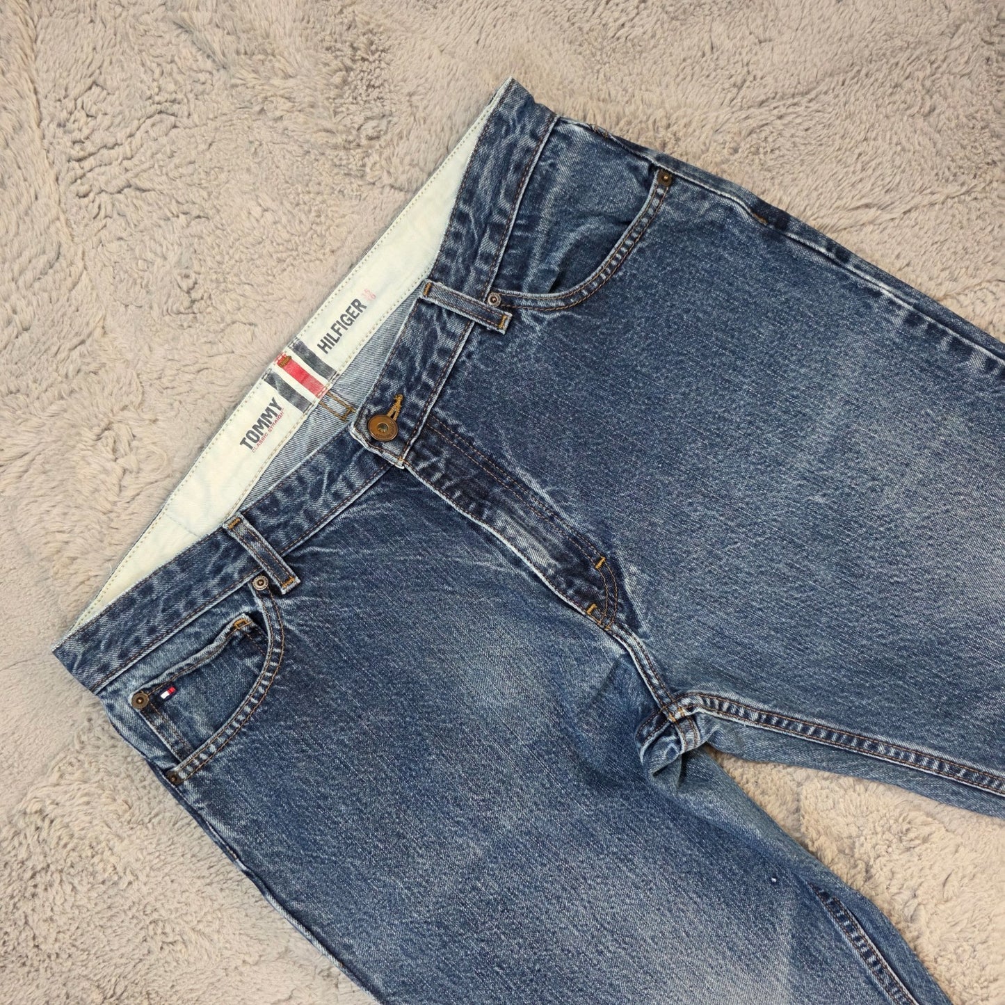 Tommy Hilfiger Straight Leg Jeans W35 L30 Blue Denim Made in Mexico