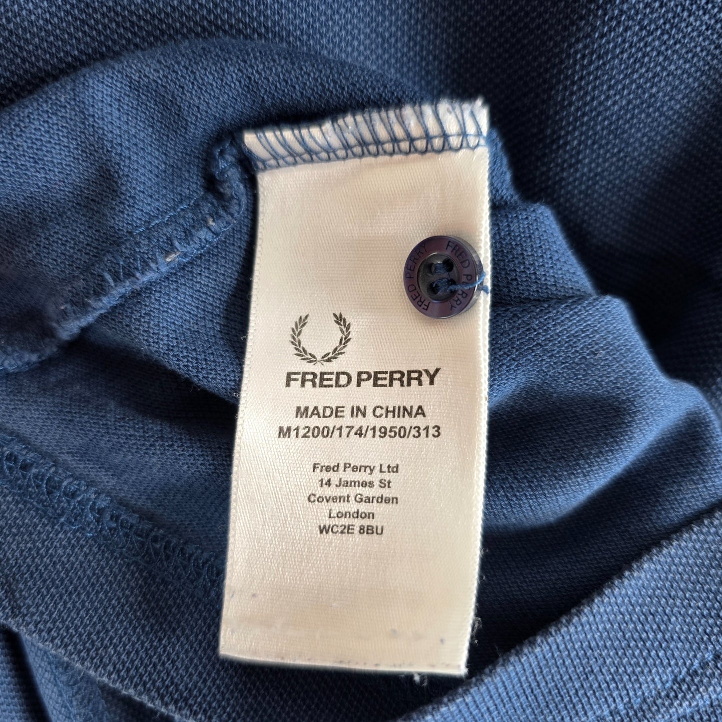 Fred Perry Polo Shirt Twin Tipped Blue Men’s Size M Cotton Classic