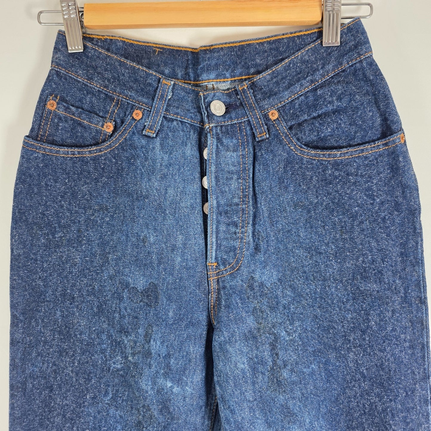 Levi’s 501 Jeans Women’s W24 L31 Blue USA Made Straight Leg Vintage Distressed