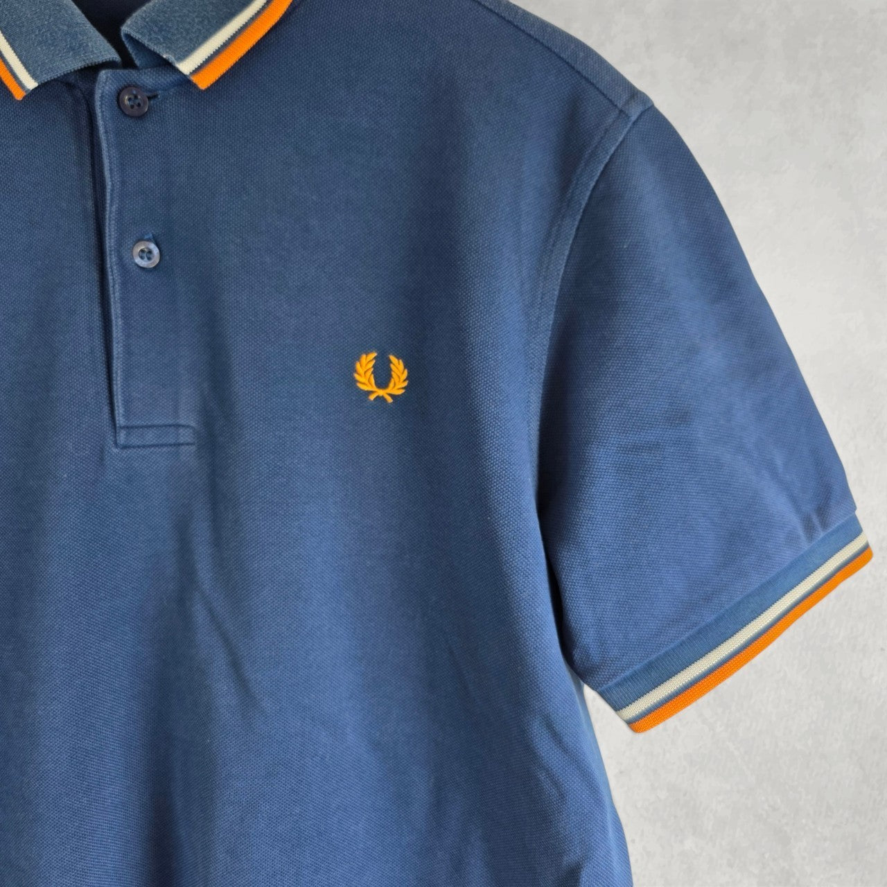 Fred Perry Polo Shirt Twin Tipped Blue Men’s Size M Cotton Classic
