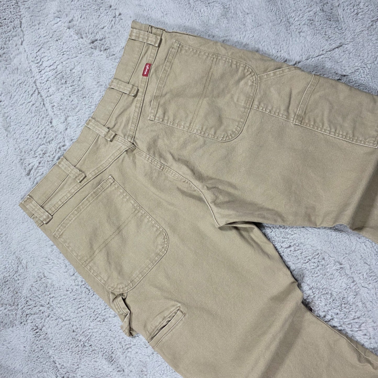 Wrangler Carpenter Beige Workwear Jeans W35 L32 Mexico 99% Cotton Straight Fit