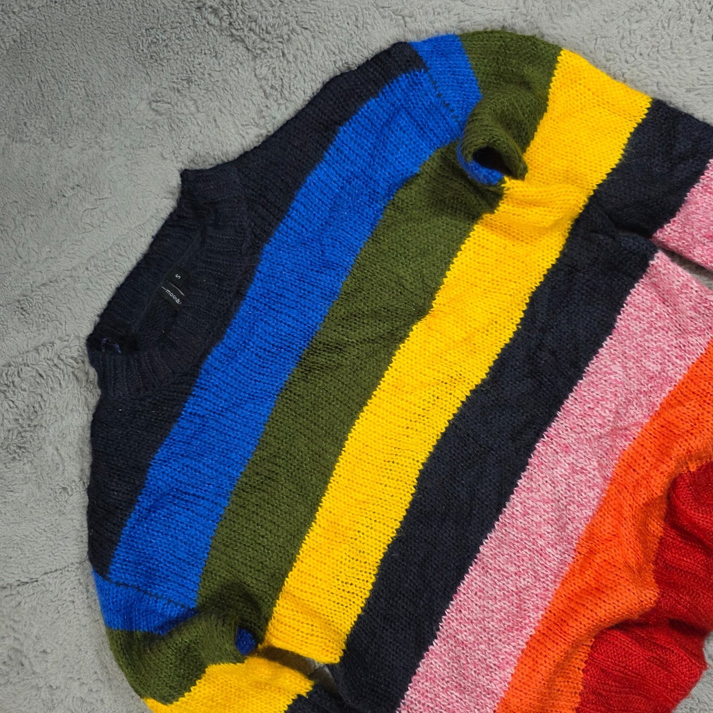 Moon and Madison Rainbow Stripe Knit Sweater Women’s S Multicolour
