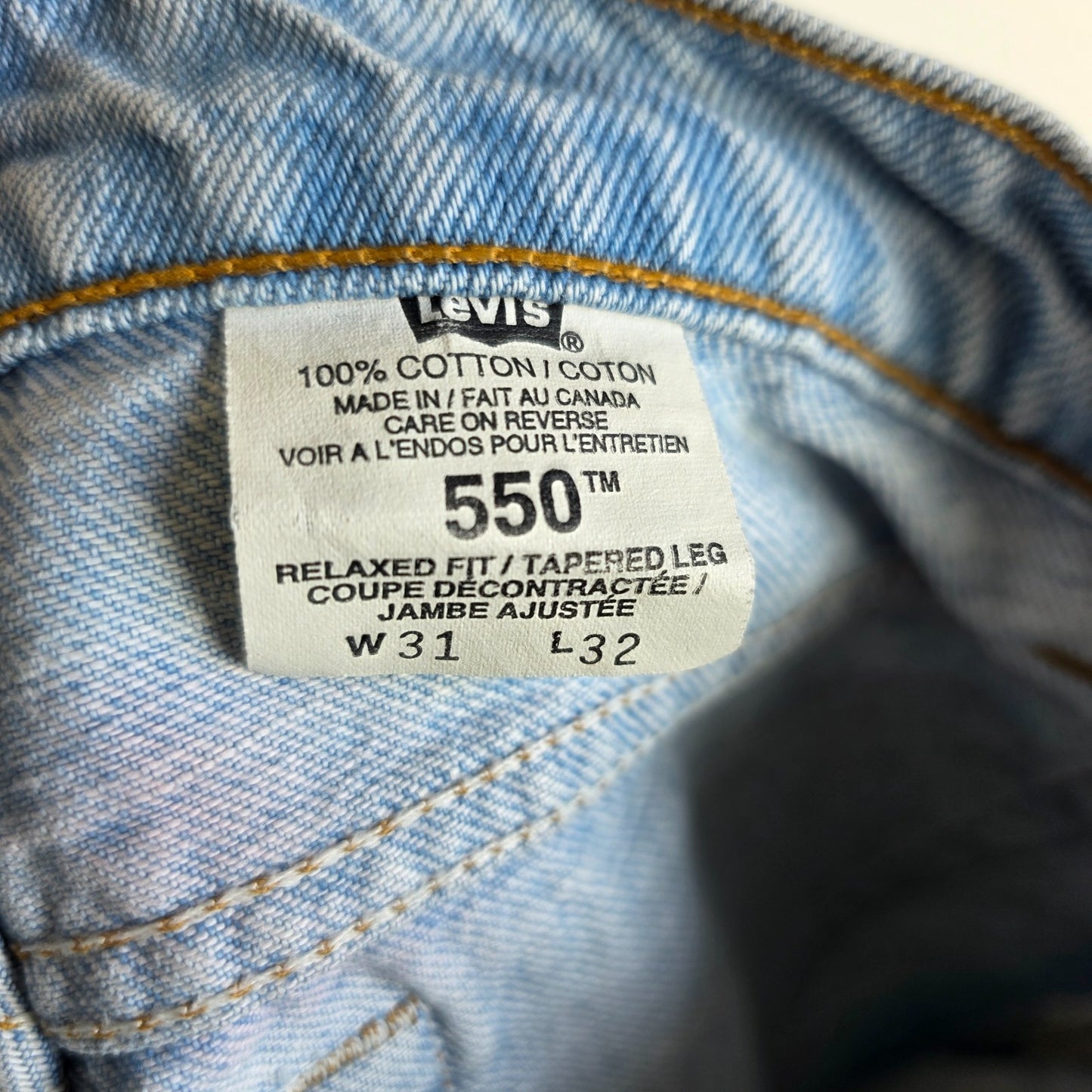 Vintage Levi’s 550 Jeans W30 L29.5 Blue Relaxed Tapered Mens 90s Made in Canada