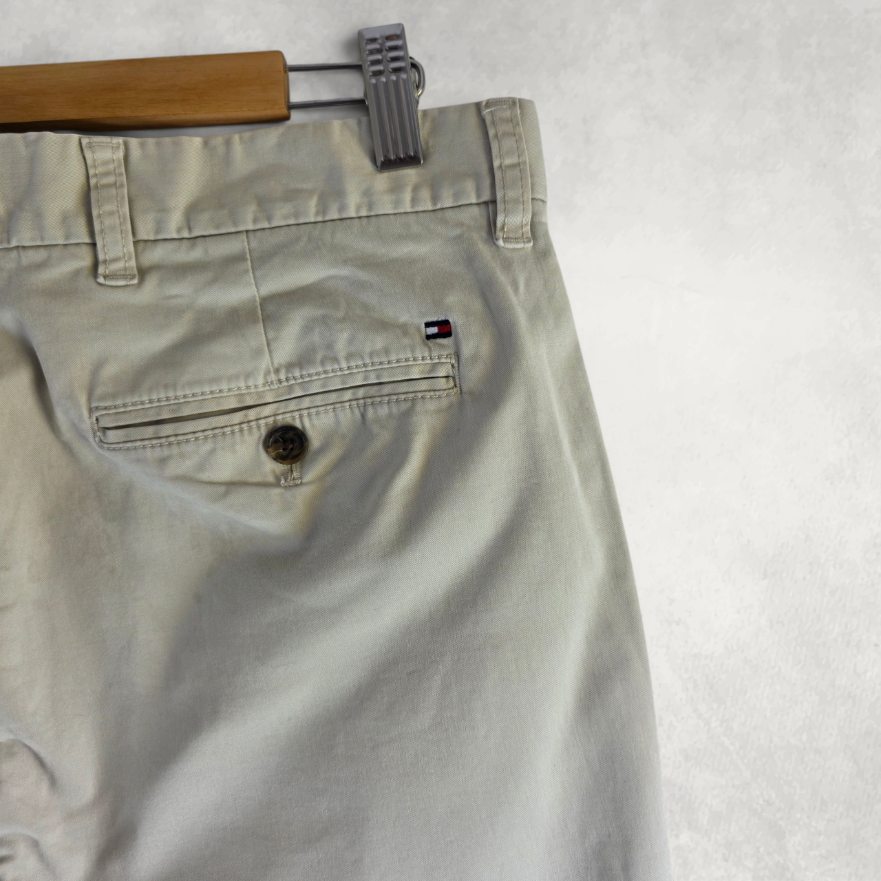 Tommy Hilfiger Chino Trousers W32 L29 Beige Custom Fit Smart Casual Preppy