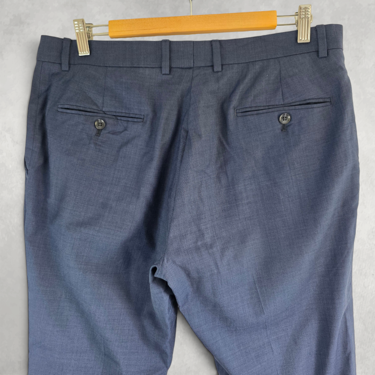 Tommy Hilfiger Men’s Wool Blend Dress Trousers Blue Smart Formal W34 L27.5