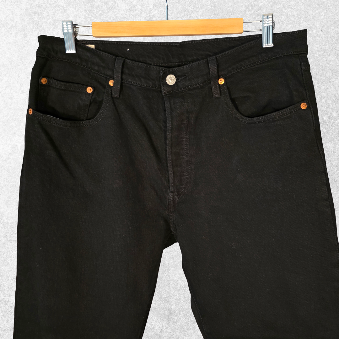Levi’s 501 Straight Jeans W33 L26 (Tag W32 L26) Black Stretch Button Fly Men’s