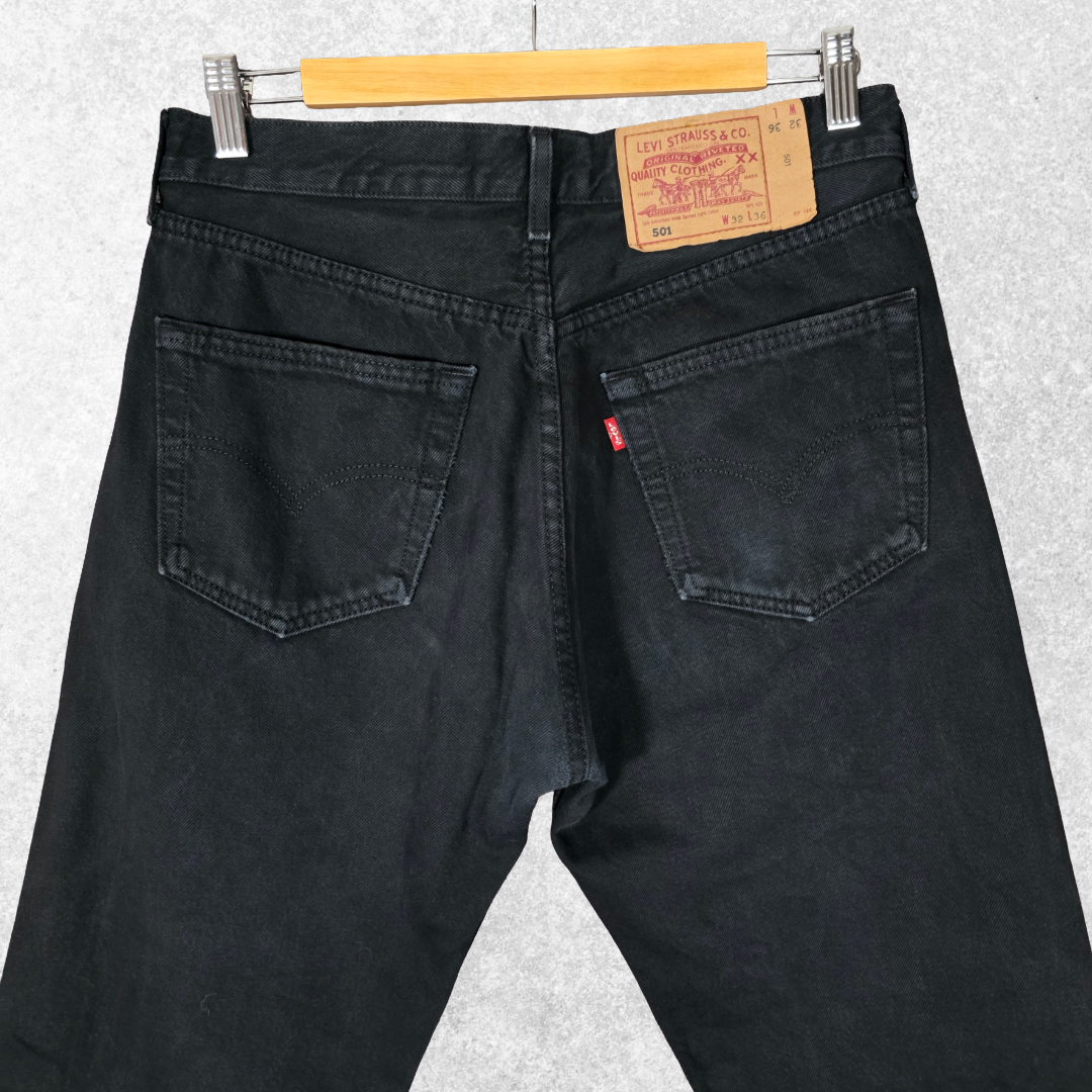Vintage Levi’s 501 Jeans W31 L32 (Tag W32 L36) Black Button Fly Men’s