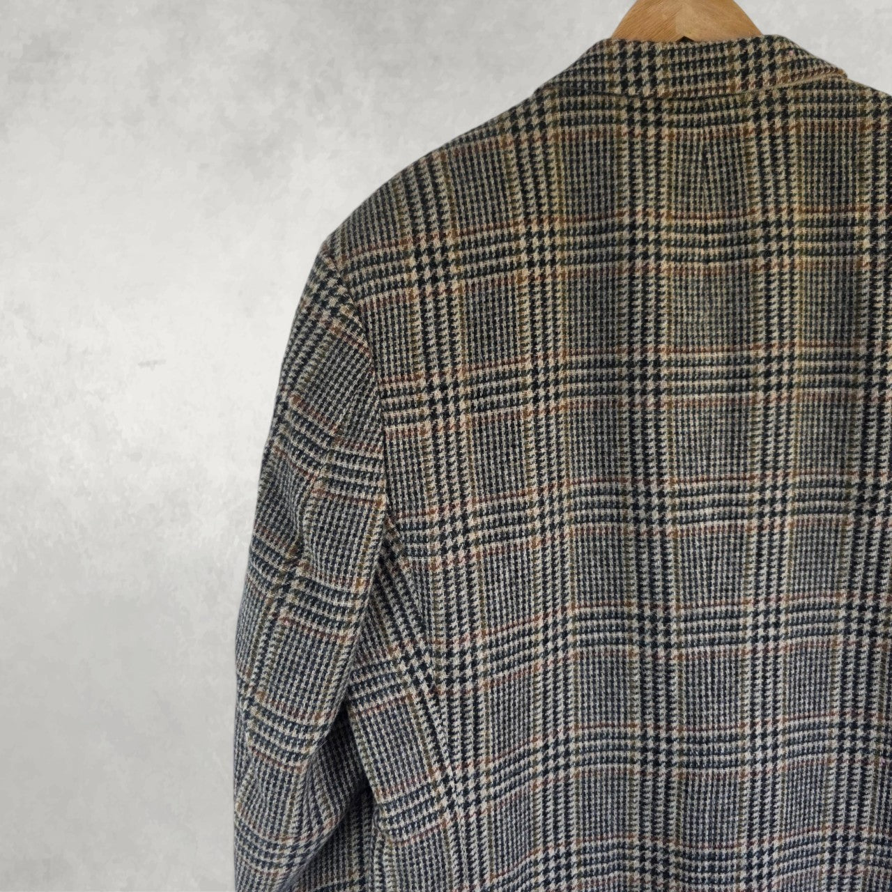 Vintage St Michael Wool Blazer Jacket Mens 42S Beige Check Tweed Smart Casual