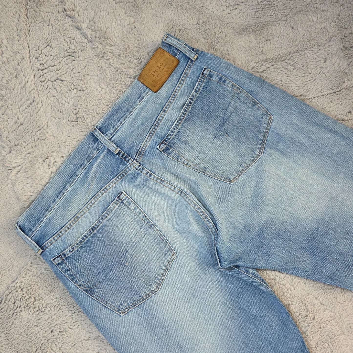 Polo Ralph Lauren Thompson Relaxed Jeans W36 L32 Light Wash Blue Denim