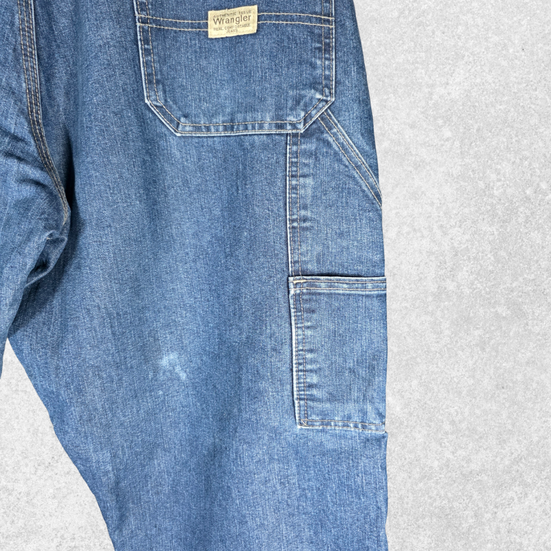 Wrangler Carpenter Jeans W37 L32 Blue Relaxed Fit Fleece Lined Workwear Denim