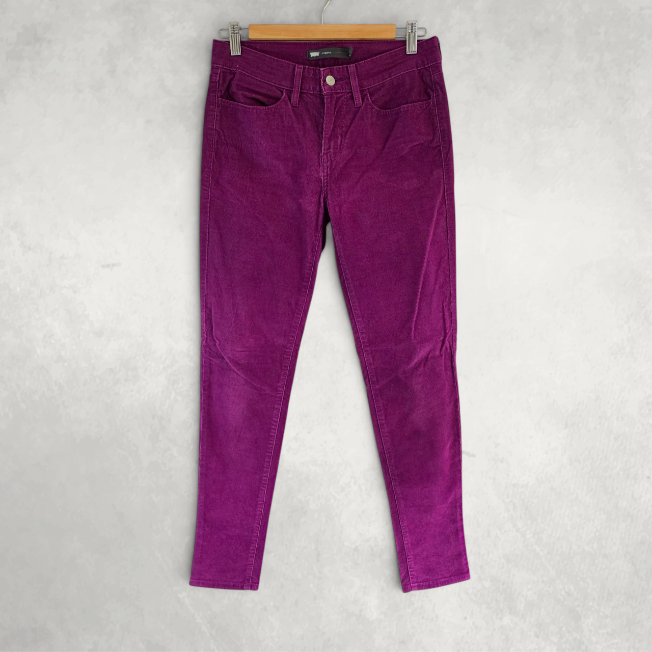 Levi’s Womens Purple Corduroy Leggings W28 L29 Skinny Stretch Velvet Feel Jeans
