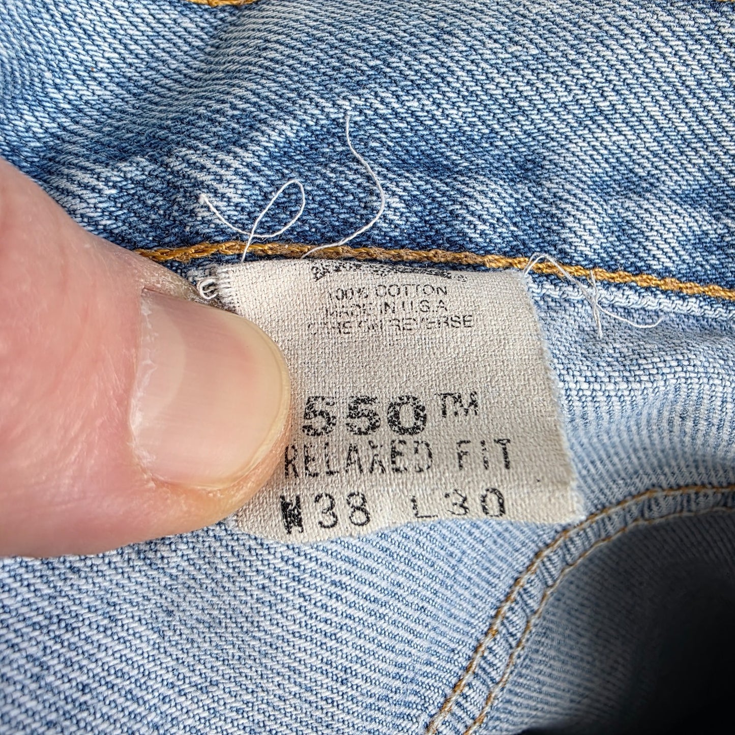 Levi’s 550 Jeans W38 L30 Relaxed Fit USA Made Blue Denim Vintage Men’s
