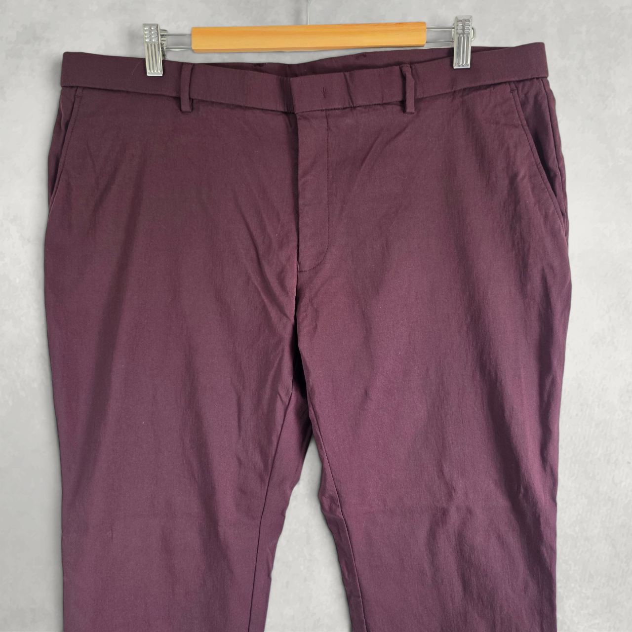 Tommy Hilfiger Smart Trousers W40 L30 Burgundy Stretch Dress Pants Casual