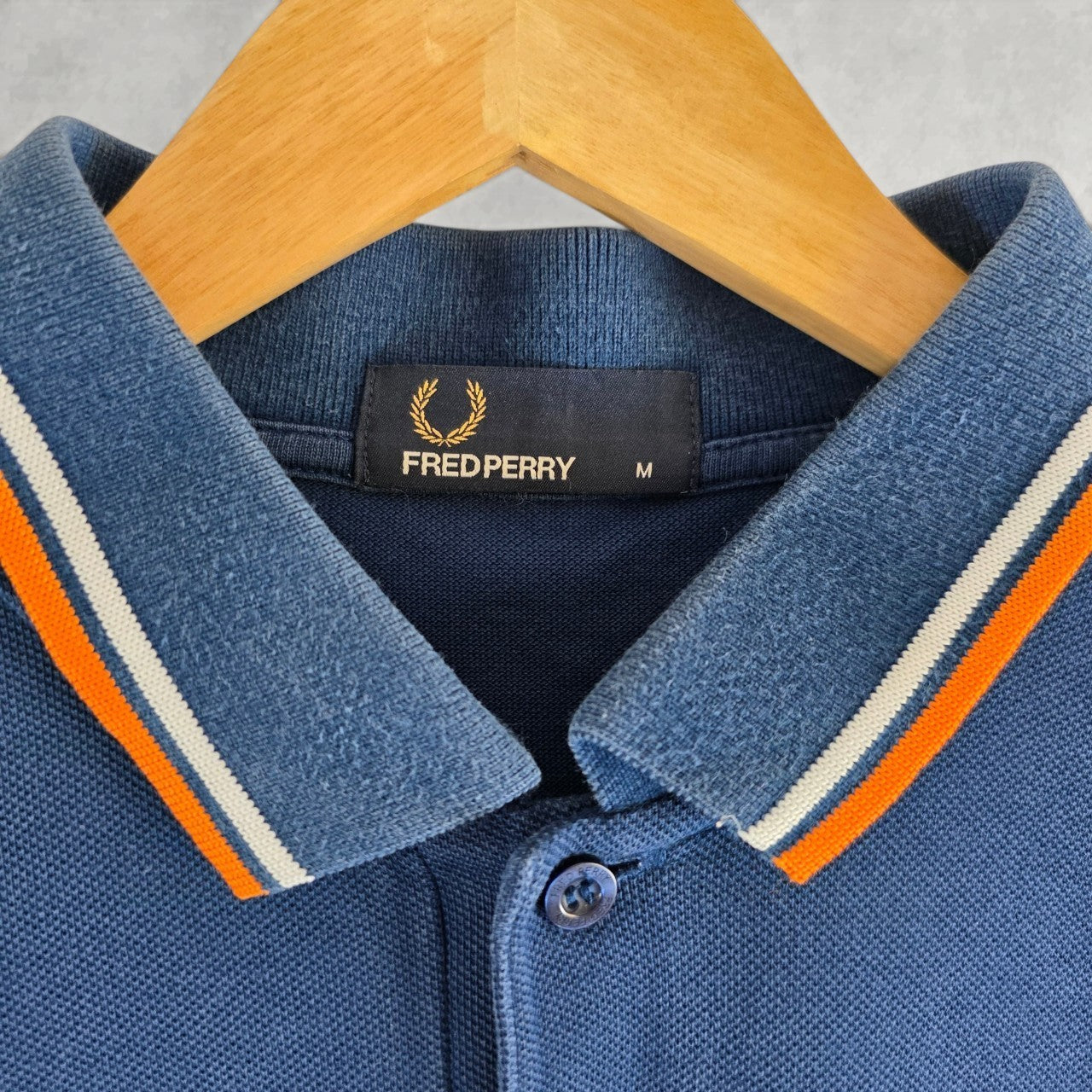 Fred Perry Polo Shirt Twin Tipped Blue Men’s Size M Cotton Classic