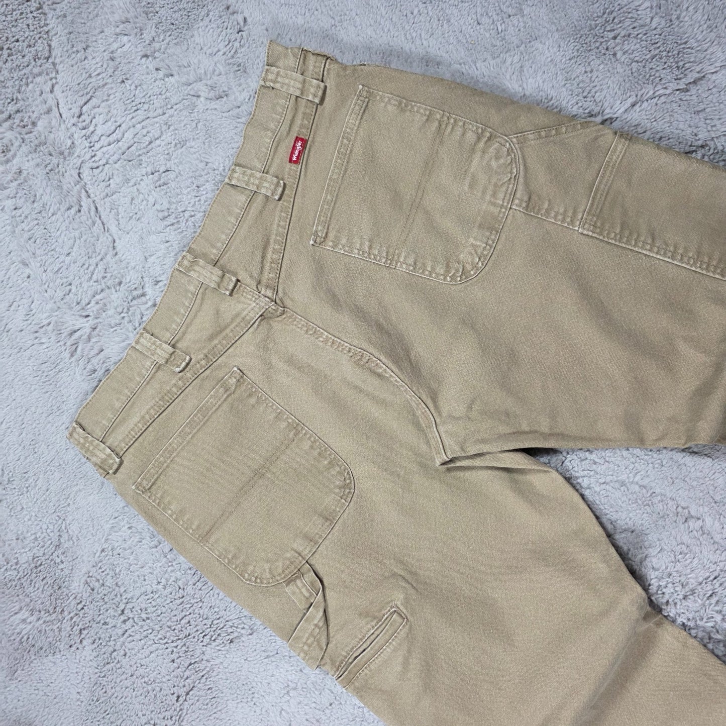 Wrangler Carpenter Jeans Beige Workwear Hammer Loop Utility Pocket W36 L30