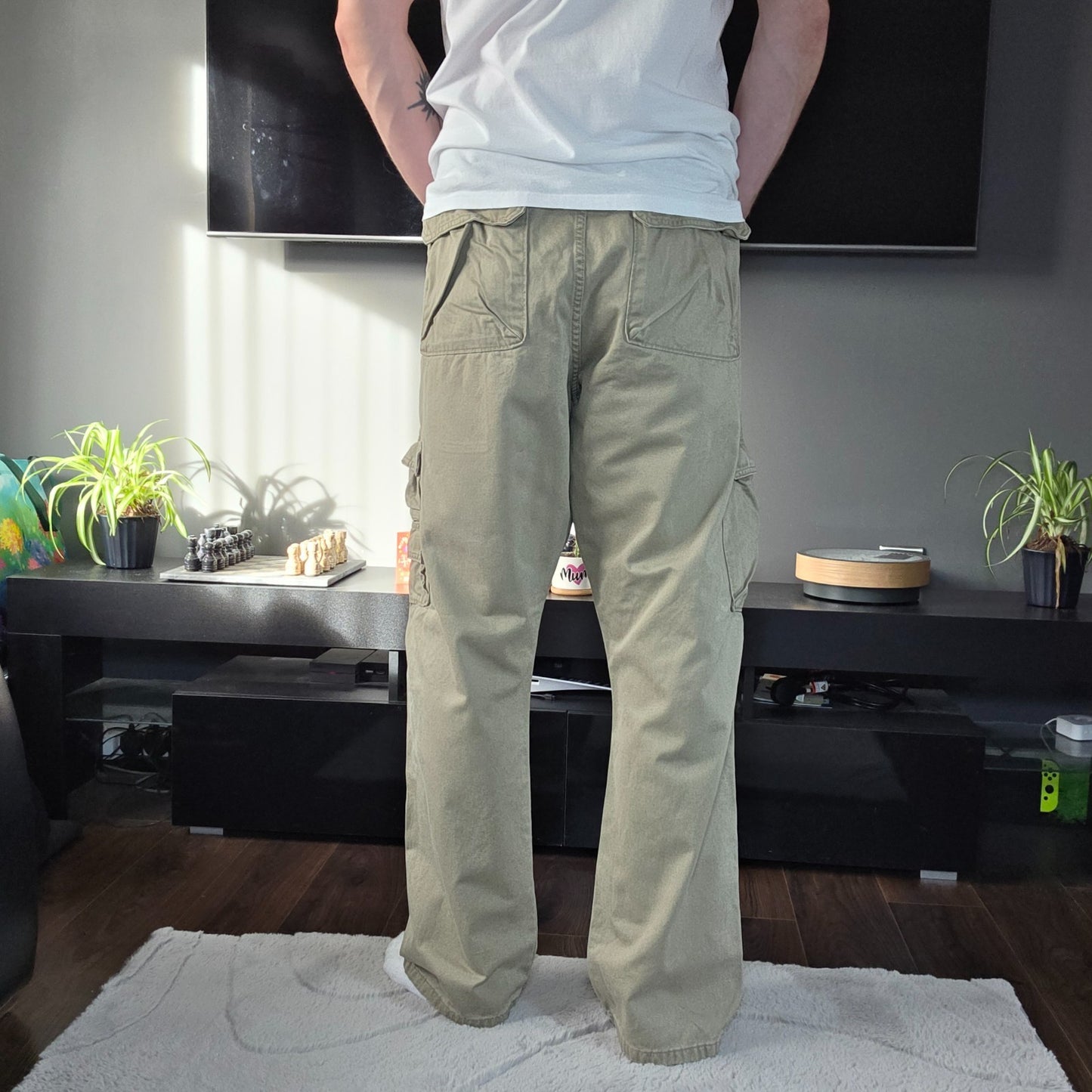 Wrangler Cargo Trousers Men’s Beige Straight Fit W40 L32 100% Cotton