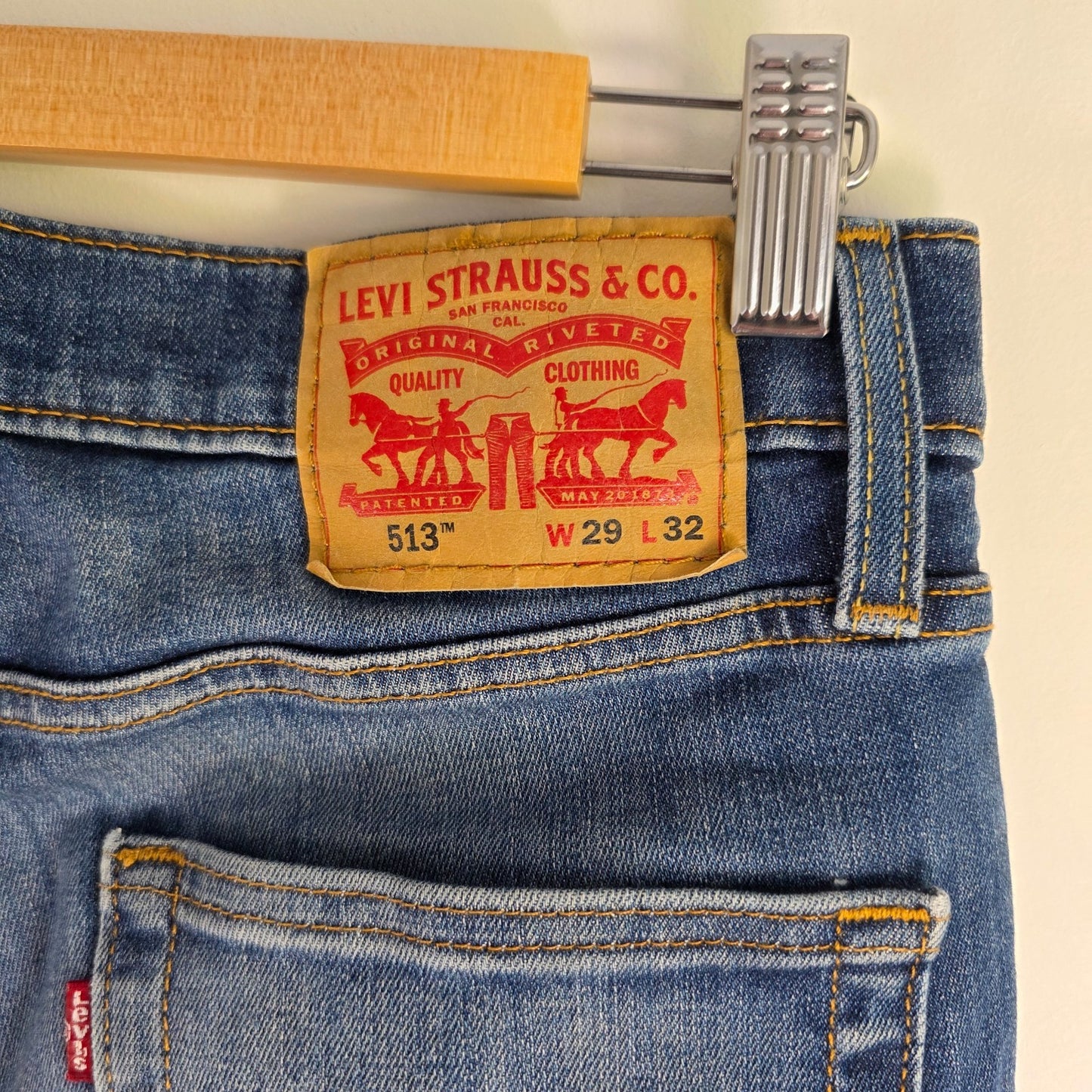 Levi’s 513 Straight Jeans Mens W29 L31 (32) Blue Stretch Denim Regular Fit
