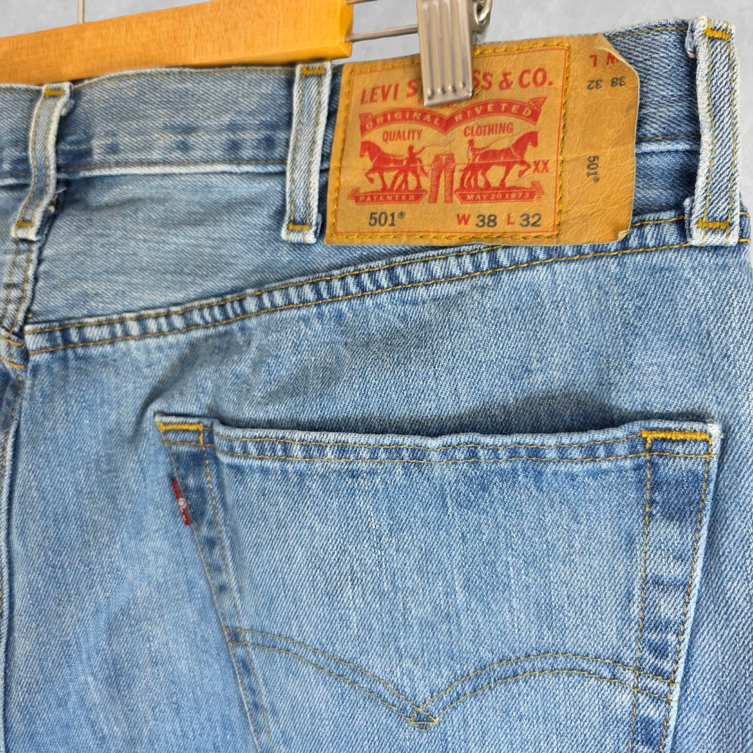 Levi’s 501 Jeans W38 L32 Men’s Blue Straight Fit Denim Button Fly