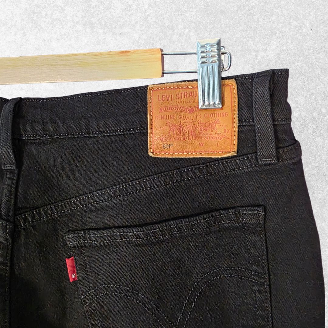 Levi’s 501 Straight Jeans W33 L26 (Tag W32 L26) Black Stretch Button Fly Men’s