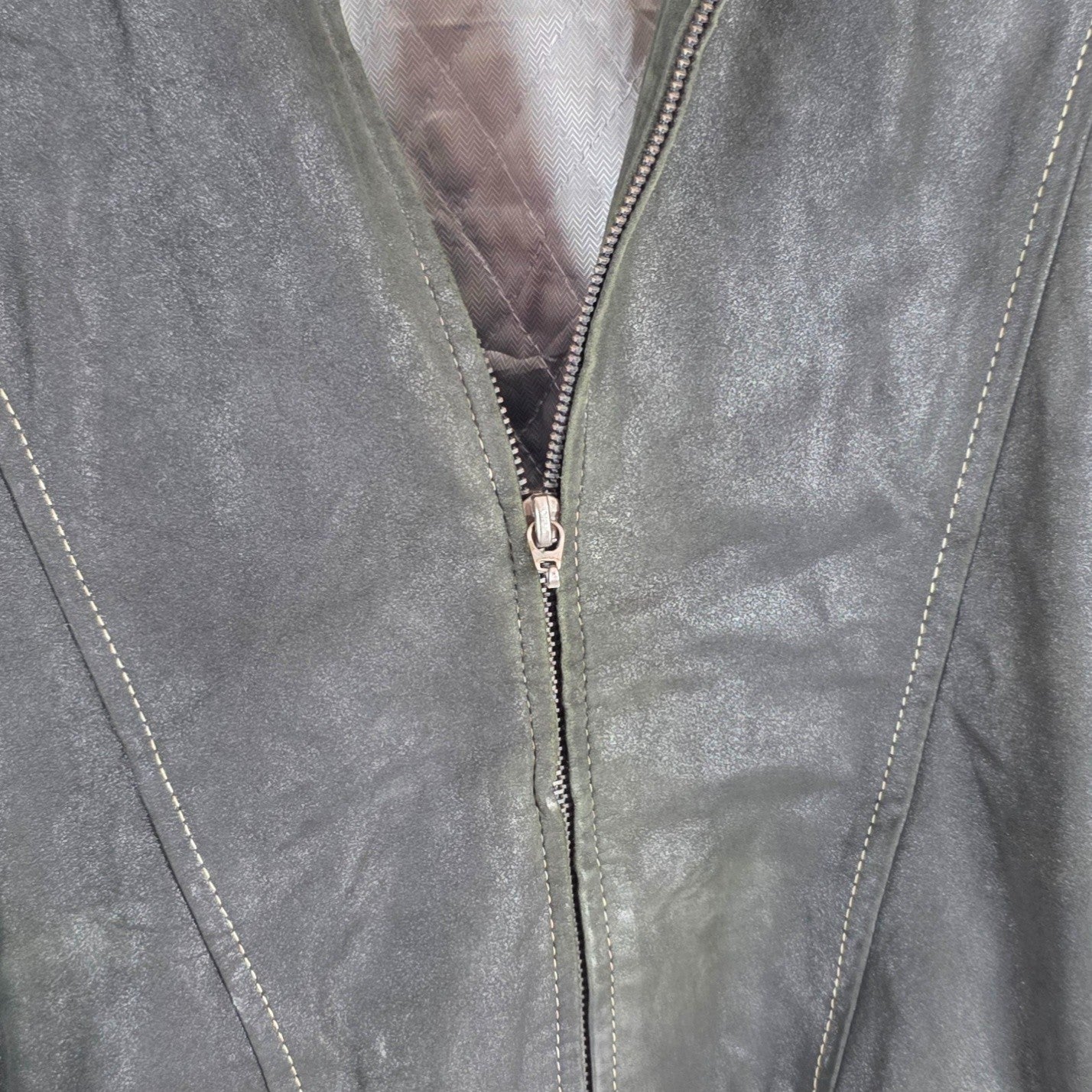 Vintage Abercrombie & Fitch Suede Bomber Jacket Green Mens XL EU 54 Leather