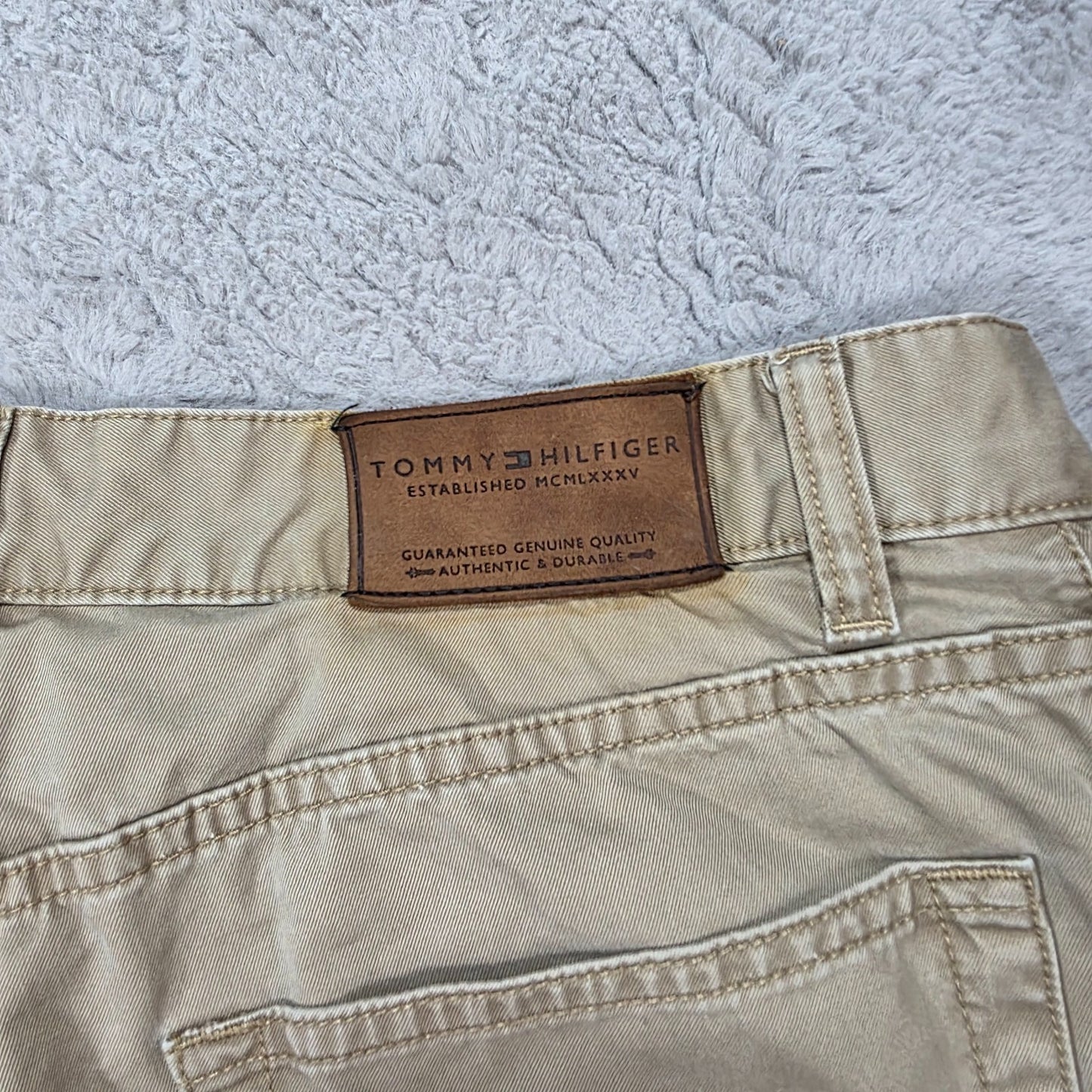 Tommy Hilfiger Straight Fit Chino Trousers Beige W34 L30 Cotton Casual Y2K
