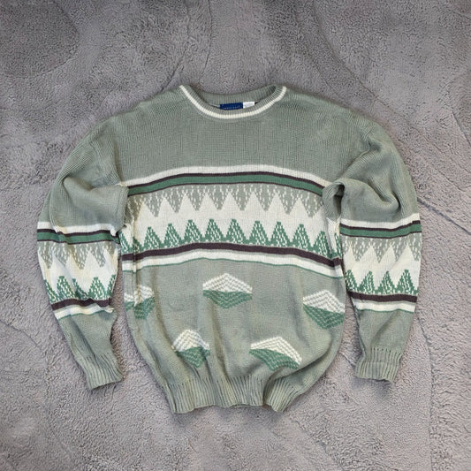 Vintage Towncraft Patterned Knit Sweater Men’s XL Retro Acrylic Jumper